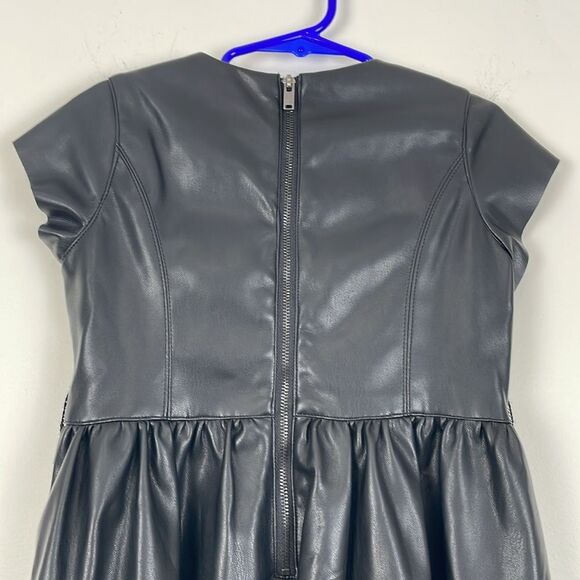 BCBG Girls Faux Leather Dress 5T Black Waterfall Hemline - Picture 3 of 7